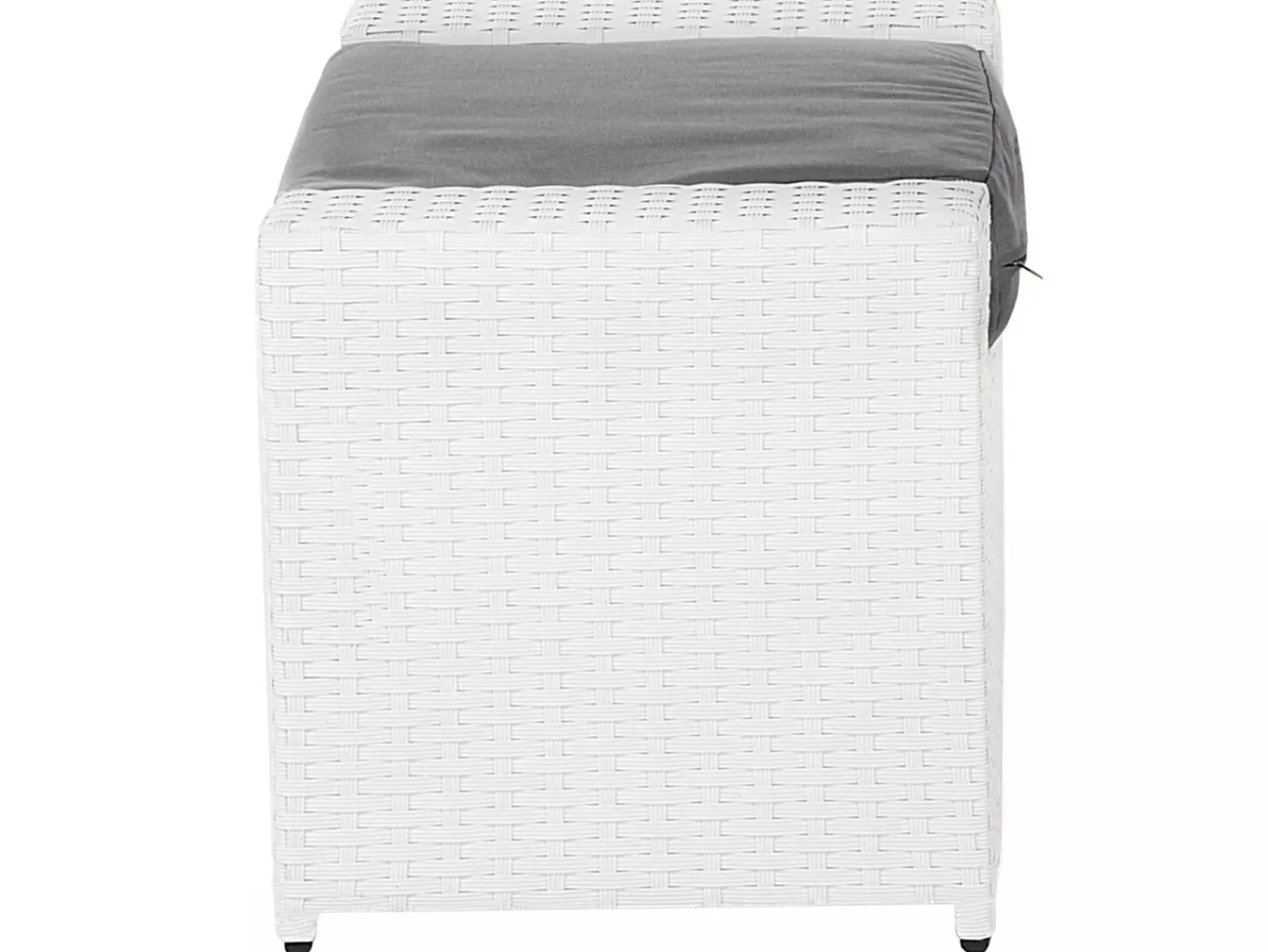 New Beliani Set salotto da giardino con tavolo e pouf 6 posti ROMA Rattan sintetico (PE) Bianco Bianco Grigio