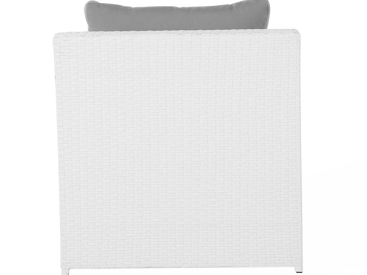 New Beliani Set salotto da giardino con tavolo e pouf 6 posti ROMA Rattan sintetico (PE) Bianco Bianco Grigio