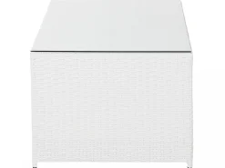 New Beliani Set salotto da giardino con tavolo e pouf 6 posti ROMA Rattan sintetico (PE) Bianco Bianco Grigio