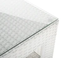 New Beliani Set salotto da giardino con tavolo e pouf 6 posti ROMA Rattan sintetico (PE) Bianco Bianco Grigio