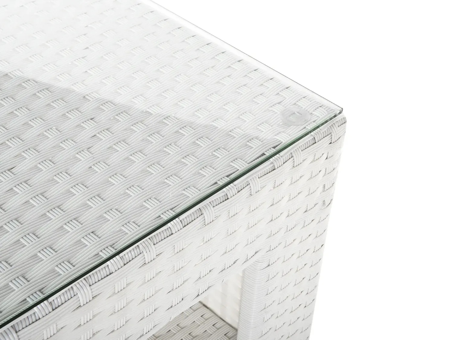 New Beliani Set salotto da giardino con tavolo e pouf 6 posti ROMA Rattan sintetico (PE) Bianco Bianco Grigio