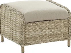 Clearance Beliani Set salotto da giardino con tavolo e pouf 2 posti PONZA Rattan sintetico (PE) Beige Beige Naturale