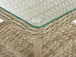Clearance Beliani Set salotto da giardino con tavolo e pouf 2 posti PONZA Rattan sintetico (PE) Beige Beige Naturale