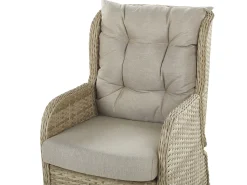 Clearance Beliani Set salotto da giardino con tavolo e pouf 2 posti PONZA Rattan sintetico (PE) Beige Beige Naturale