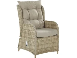Clearance Beliani Set salotto da giardino con tavolo e pouf 2 posti PONZA Rattan sintetico (PE) Beige Beige Naturale