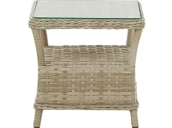 Clearance Beliani Set salotto da giardino con tavolo e pouf 2 posti PONZA Rattan sintetico (PE) Beige Beige Naturale