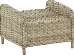 Clearance Beliani Set salotto da giardino con tavolo e pouf 2 posti PONZA Rattan sintetico (PE) Beige Beige Naturale