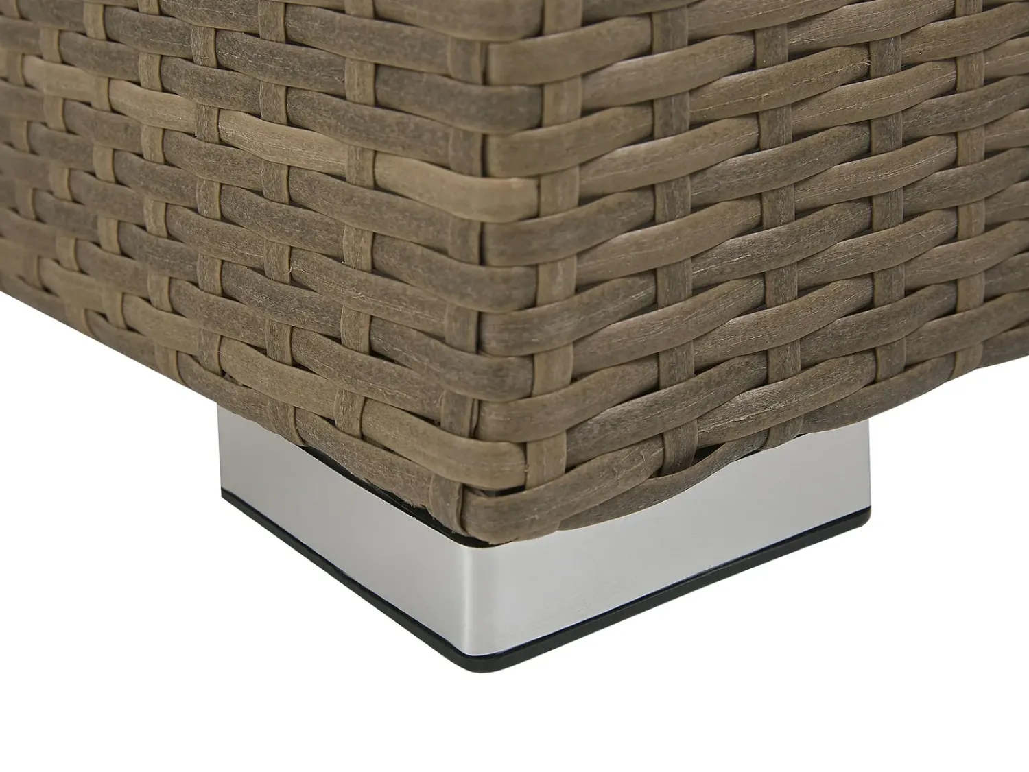Online Beliani Set salotto da giardino con tavolo e pouf 5 posti BELLUNO Rattan sintetico (PE) Bianco Bianco Argento Marrone