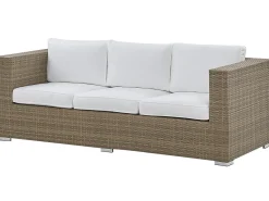 Online Beliani Set salotto da giardino con tavolo e pouf 5 posti BELLUNO Rattan sintetico (PE) Bianco Bianco Argento Marrone