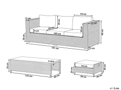 Online Beliani Set salotto da giardino con tavolo e pouf 5 posti BELLUNO Rattan sintetico (PE) Bianco Bianco Argento Marrone