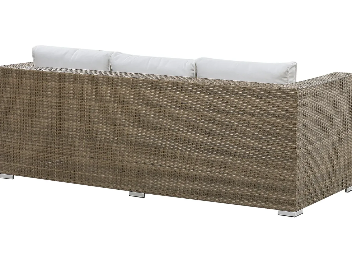 Online Beliani Set salotto da giardino con tavolo e pouf 5 posti BELLUNO Rattan sintetico (PE) Bianco Bianco Argento Marrone
