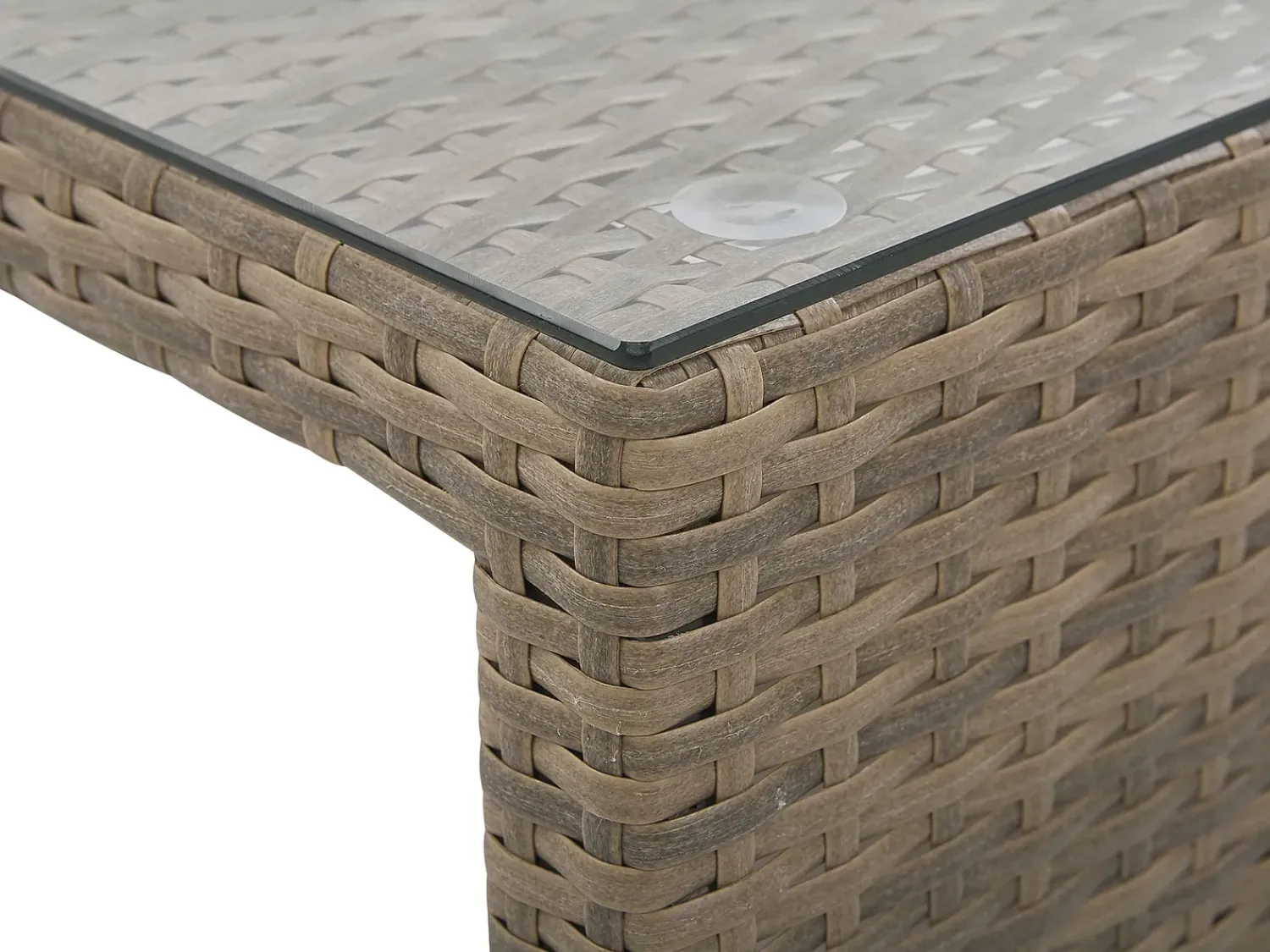 Online Beliani Set salotto da giardino con tavolo e pouf 5 posti BELLUNO Rattan sintetico (PE) Bianco Bianco Argento Marrone