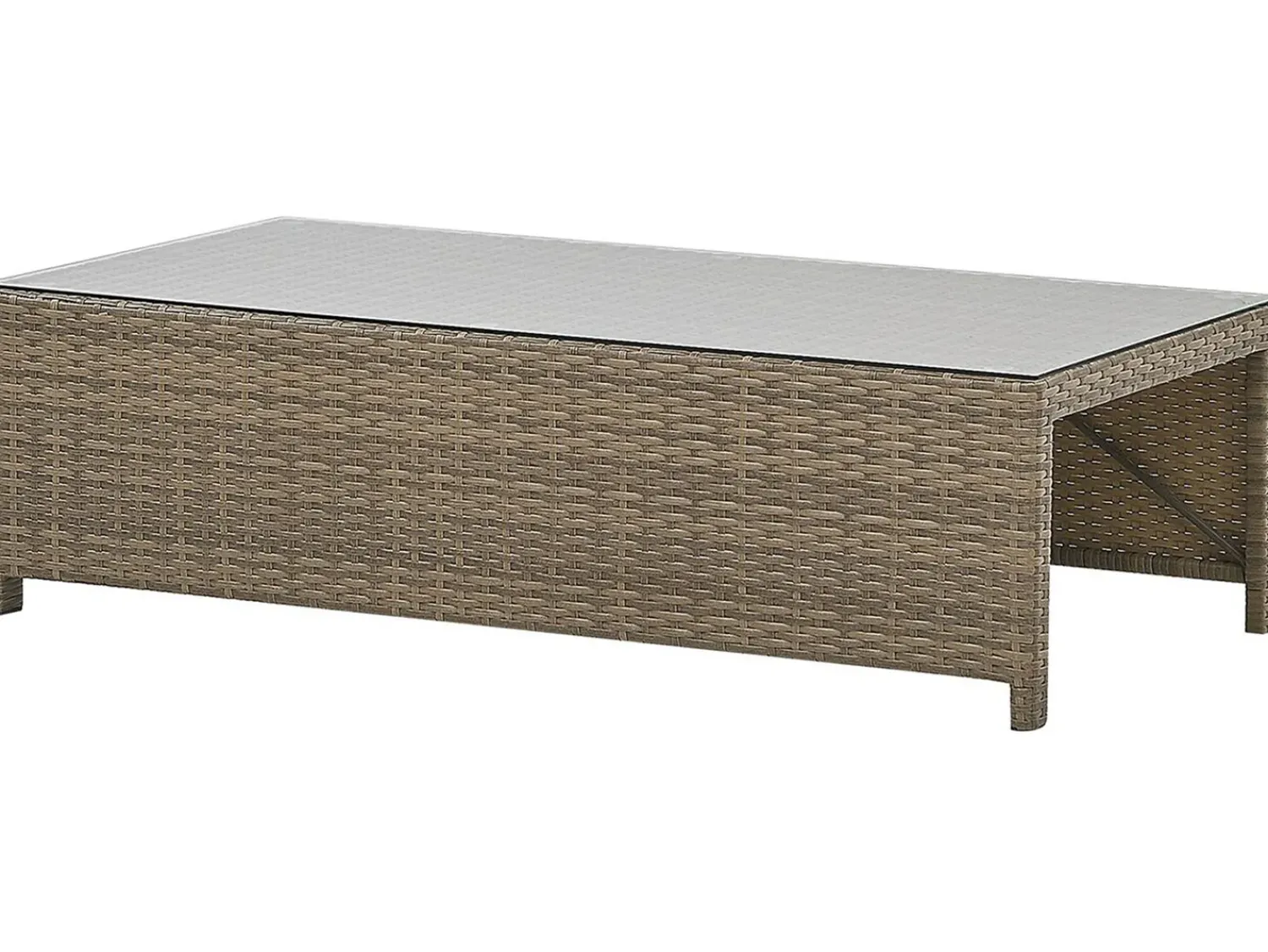 Online Beliani Set salotto da giardino con tavolo e pouf 5 posti BELLUNO Rattan sintetico (PE) Bianco Bianco Argento Marrone