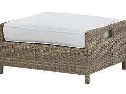 Online Beliani Set salotto da giardino con tavolo e pouf 5 posti BELLUNO Rattan sintetico (PE) Bianco Bianco Argento Marrone