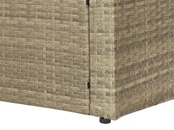 Online Beliani Set salotto da giardino con tavolo e pouf 5 posti BARDI con cuscini Rattan sintetico (PE) Marrone Bianco Marrone