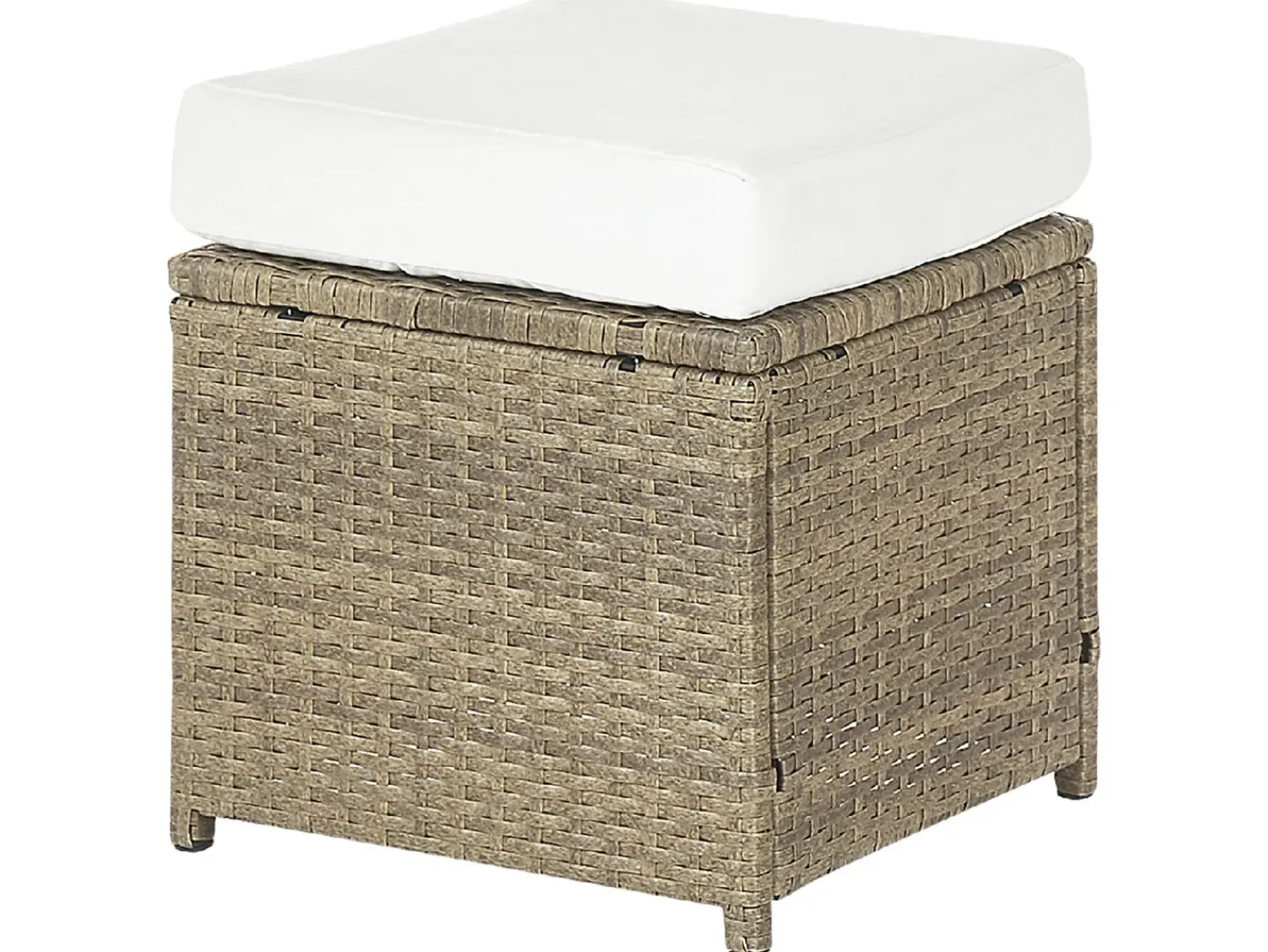Online Beliani Set salotto da giardino con tavolo e pouf 5 posti BARDI con cuscini Rattan sintetico (PE) Marrone Bianco Marrone