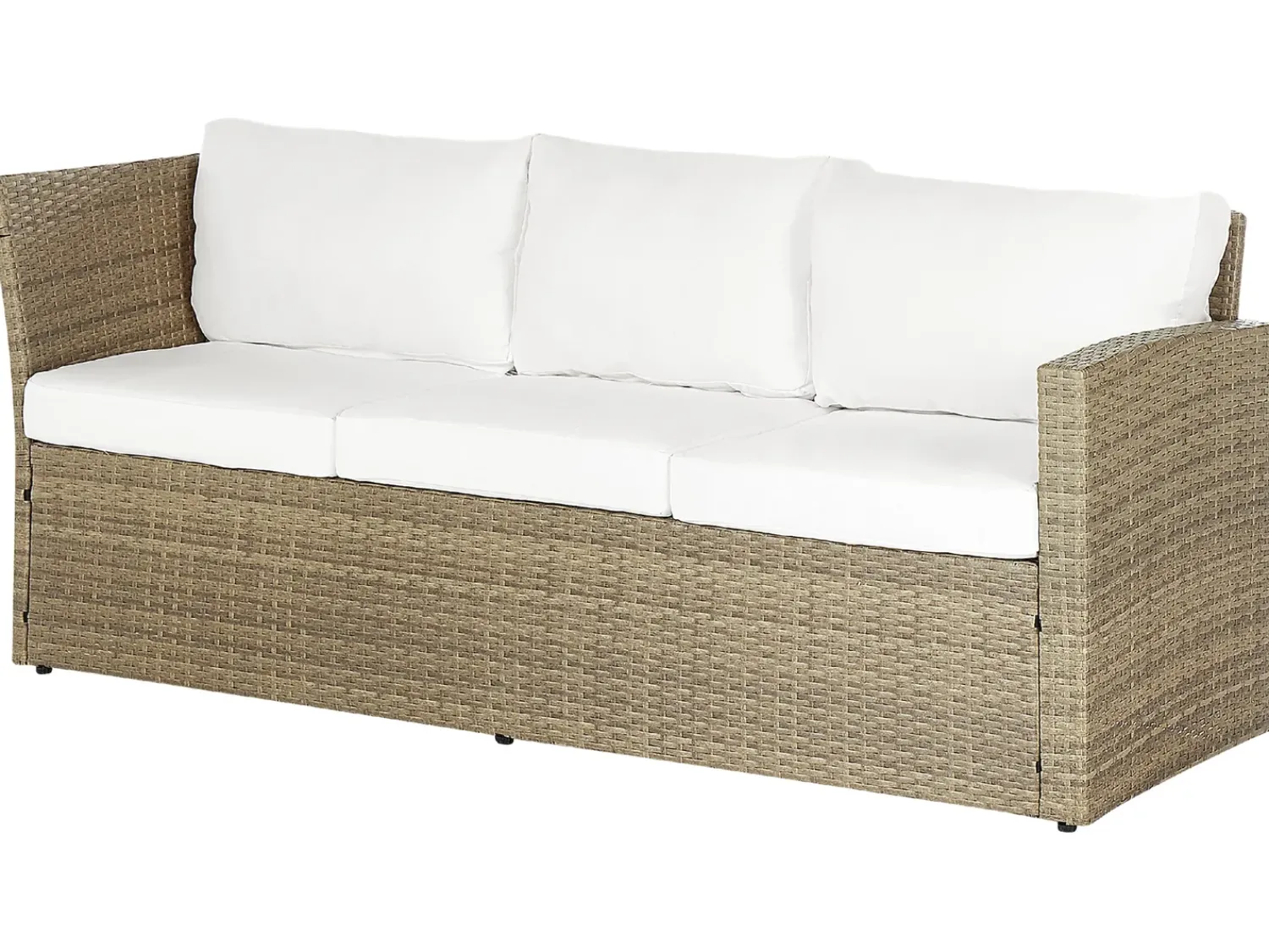 Online Beliani Set salotto da giardino con tavolo e pouf 5 posti BARDI con cuscini Rattan sintetico (PE) Marrone Bianco Marrone