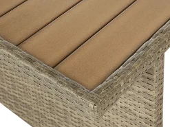 Online Beliani Set salotto da giardino con tavolo e pouf 5 posti BARDI con cuscini Rattan sintetico (PE) Marrone Bianco Marrone