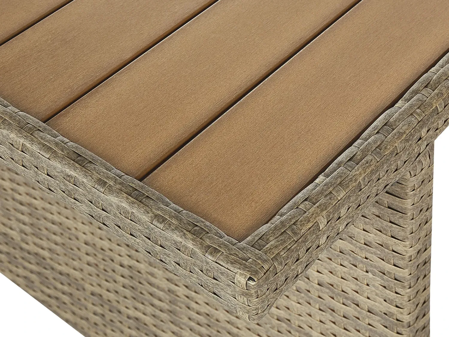 Online Beliani Set salotto da giardino con tavolo e pouf 5 posti BARDI con cuscini Rattan sintetico (PE) Marrone Bianco Marrone