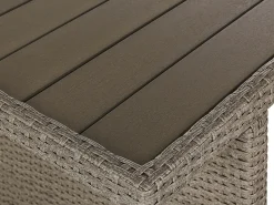Beliani Set salotto da giardino con tavolo e pouf 5 posti BARDI con cuscini Rattan sintetico (PE) Tortora Beige Naturale Grigio