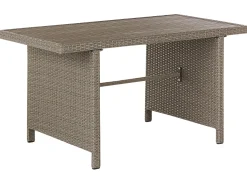 Beliani Set salotto da giardino con tavolo e pouf 5 posti BARDI con cuscini Rattan sintetico (PE) Tortora Beige Naturale Grigio
