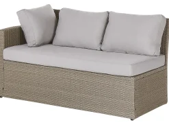 Beliani Set salotto da giardino con tavolo e pouf 5 posti BARDI con cuscini Rattan sintetico (PE) Tortora Beige Naturale Grigio