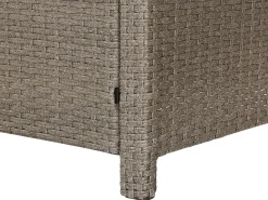 Outlet Beliani Set salotto da giardino con tavolo e pouf 5 posti FONTI con cuscini Rattan sintetico (PE) Tortora Beige Naturale Grigio