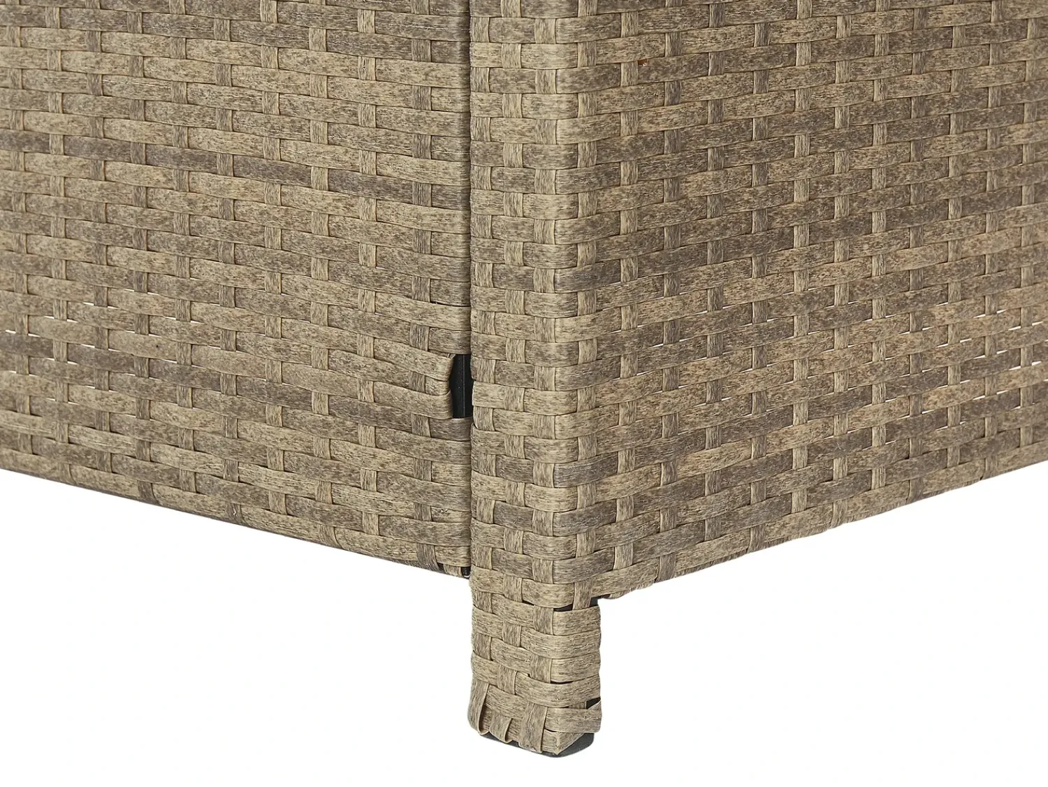Outlet Beliani Set salotto da giardino con tavolo e pouf 5 posti FONTI con cuscini Rattan sintetico (PE) Marrone Bianco Marrone