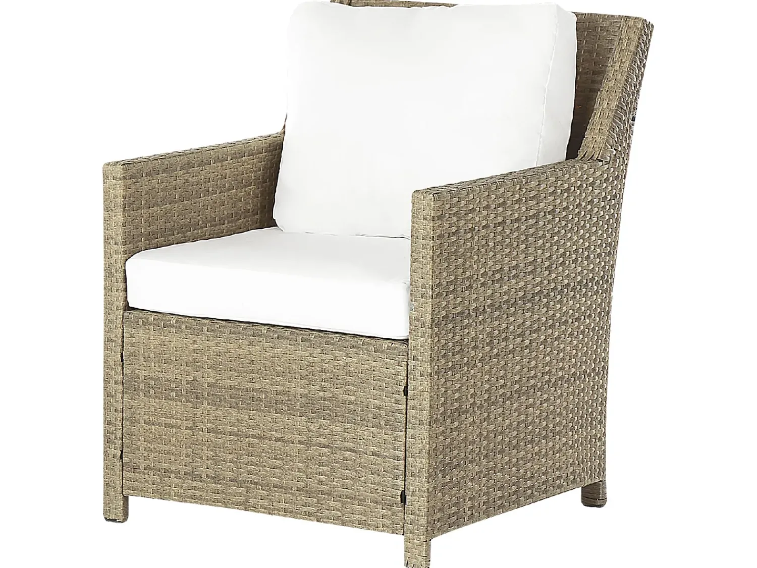 Outlet Beliani Set salotto da giardino con tavolo e pouf 5 posti FONTI con cuscini Rattan sintetico (PE) Marrone Bianco Marrone