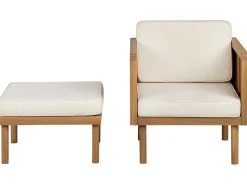 Beliani Set salotto da giardino con tavolo e pouf 5 posti BARATTI Legno d'acacia Marrone Beige Marrone