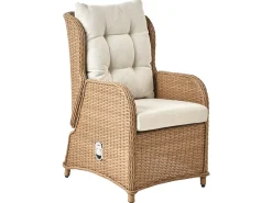 Discount Beliani Set salotto da giardino con tavolo e pouf 2 posti PONZA Rattan sintetico (PE) Marrone Bianco Marrone