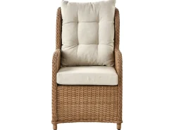 Discount Beliani Set salotto da giardino con tavolo e pouf 2 posti PONZA Rattan sintetico (PE) Marrone Bianco Marrone