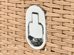 Discount Beliani Set salotto da giardino con tavolo e pouf 2 posti PONZA Rattan sintetico (PE) Marrone Bianco Marrone
