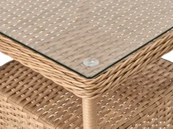 Discount Beliani Set salotto da giardino con tavolo e pouf 2 posti PONZA Rattan sintetico (PE) Marrone Bianco Marrone