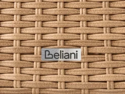 Discount Beliani Set salotto da giardino con tavolo e pouf 2 posti PONZA Rattan sintetico (PE) Marrone Bianco Marrone