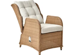 Discount Beliani Set salotto da giardino con tavolo e pouf 2 posti PONZA Rattan sintetico (PE) Marrone Bianco Marrone