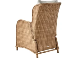 Discount Beliani Set salotto da giardino con tavolo e pouf 2 posti PONZA Rattan sintetico (PE) Marrone Bianco Marrone