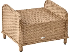 Discount Beliani Set salotto da giardino con tavolo e pouf 2 posti PONZA Rattan sintetico (PE) Marrone Bianco Marrone