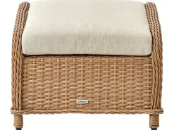 Discount Beliani Set salotto da giardino con tavolo e pouf 2 posti PONZA Rattan sintetico (PE) Marrone Bianco Marrone