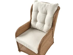 Discount Beliani Set salotto da giardino con tavolo e pouf 2 posti PONZA Rattan sintetico (PE) Marrone Bianco Marrone