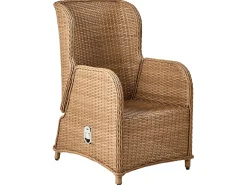 Discount Beliani Set salotto da giardino con tavolo e pouf 2 posti PONZA Rattan sintetico (PE) Marrone Bianco Marrone