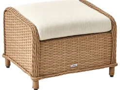 Discount Beliani Set salotto da giardino con tavolo e pouf 2 posti PONZA Rattan sintetico (PE) Marrone Bianco Marrone