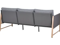 Hot Beliani Set salotto da giardino con tavolo e pouf 5 posti NOLA Metallo Grigio Marrone Grigio