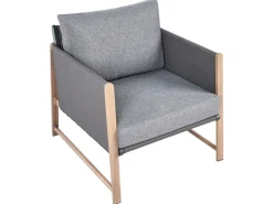 Hot Beliani Set salotto da giardino con tavolo e pouf 5 posti NOLA Metallo Grigio Marrone Grigio