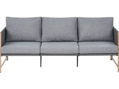 Hot Beliani Set salotto da giardino con tavolo e pouf 5 posti NOLA Metallo Grigio Marrone Grigio