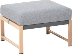 Hot Beliani Set salotto da giardino con tavolo e pouf 5 posti NOLA Metallo Grigio Marrone Grigio