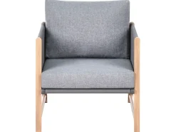 Hot Beliani Set salotto da giardino con tavolo e pouf 5 posti NOLA Metallo Grigio Marrone Grigio