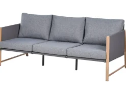 Hot Beliani Set salotto da giardino con tavolo e pouf 5 posti NOLA Metallo Grigio Marrone Grigio