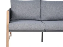 Hot Beliani Set salotto da giardino con tavolo e pouf 5 posti NOLA Metallo Grigio Marrone Grigio