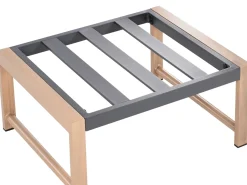 Hot Beliani Set salotto da giardino con tavolo e pouf 5 posti NOLA Metallo Grigio Marrone Grigio